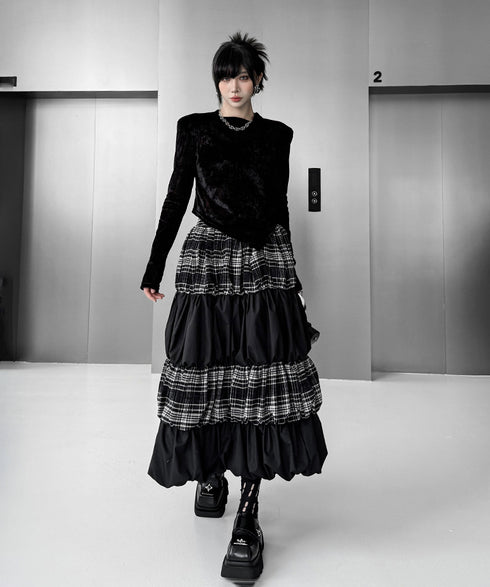 Black Mesh Layered Skirt